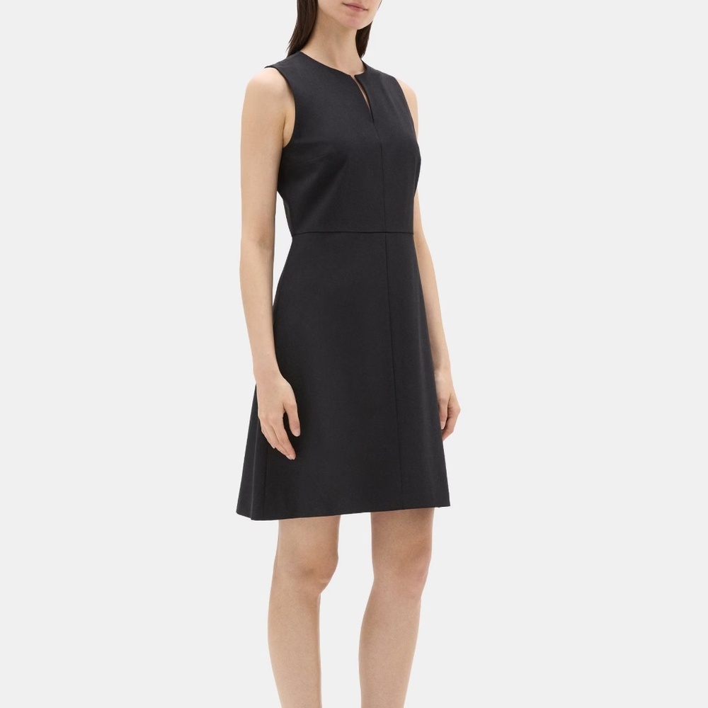 Theory Split Front Dress In Sevona Stretch Wool